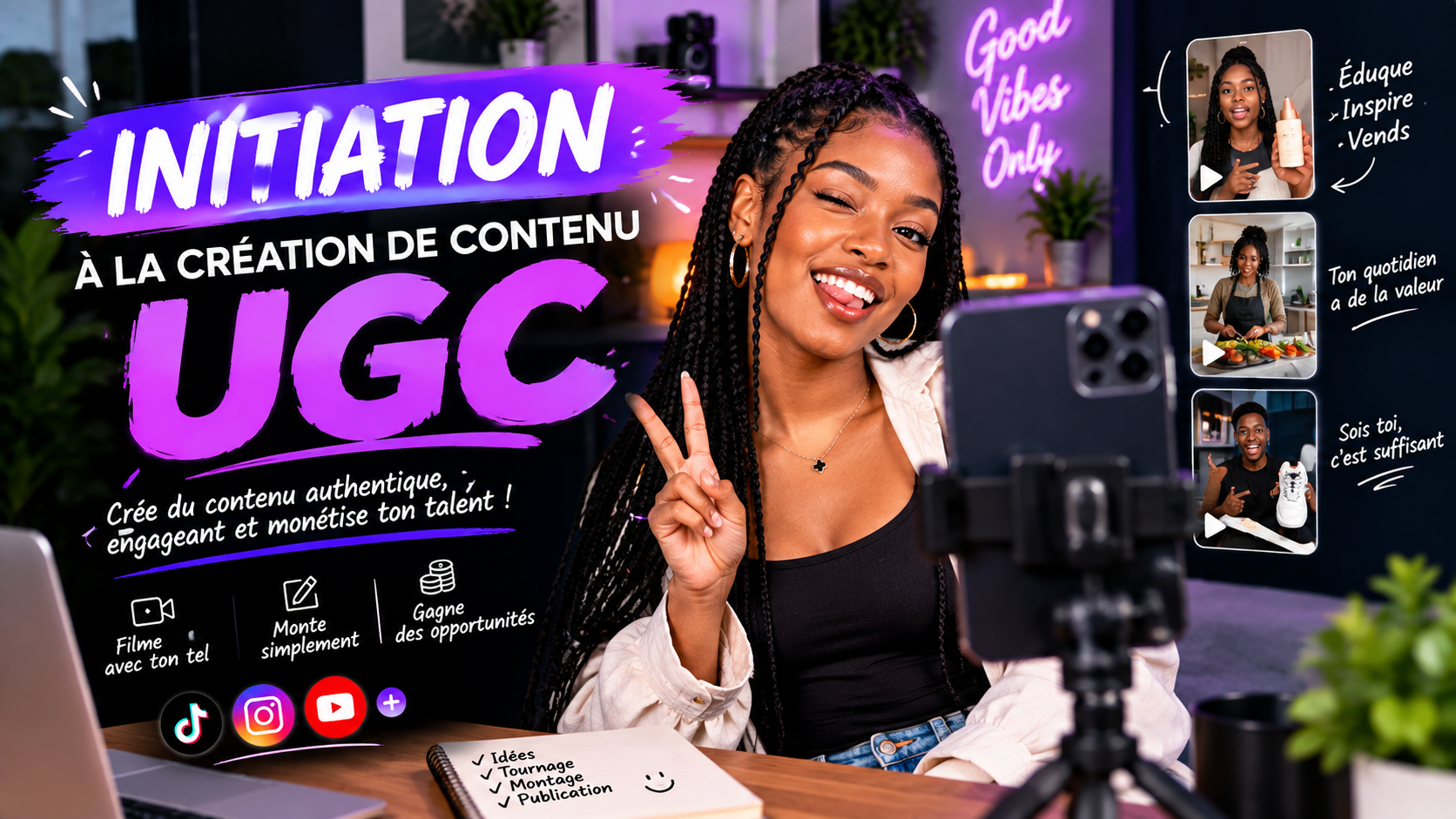 Couverture de la mini-formation INITIATION A LA CREATION DE CONTENU UGC