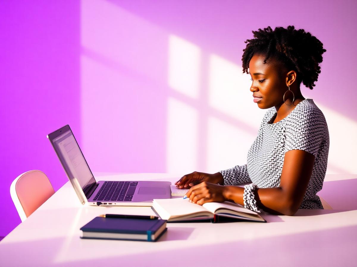 Femme entrepreneure suivant une formation en ligne sur son ordinateur