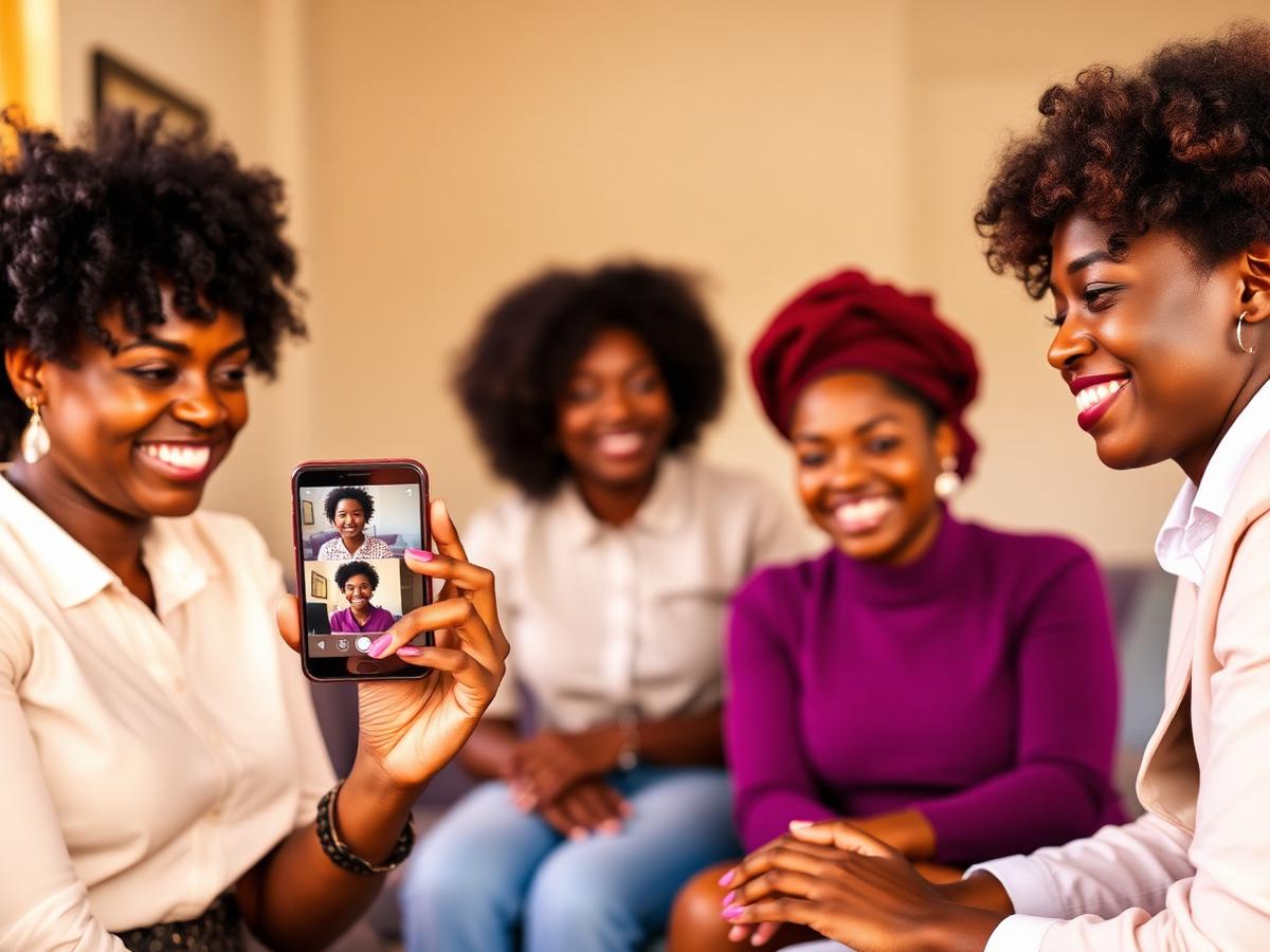 Femmes participant à un atelier en ligne depuis un smartphone